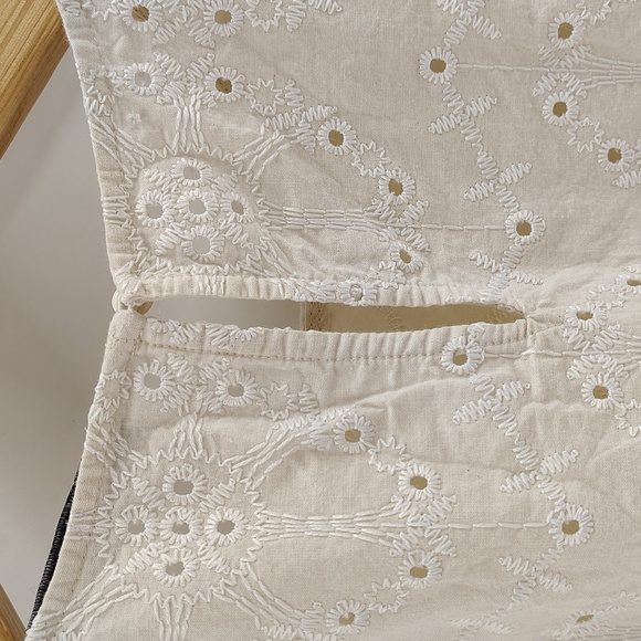 Zara pullover Cream Eyelet Size Large Top Sleeveless Cropped Blouse Cotton Blend - Picture 7 of 8